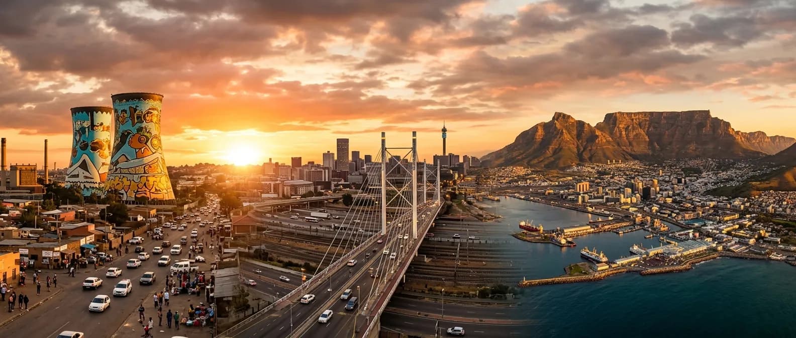 GTA Mzansi 2026 SA locations — Soweto Towers, Table Mountain and Nelson Mandela Bridge