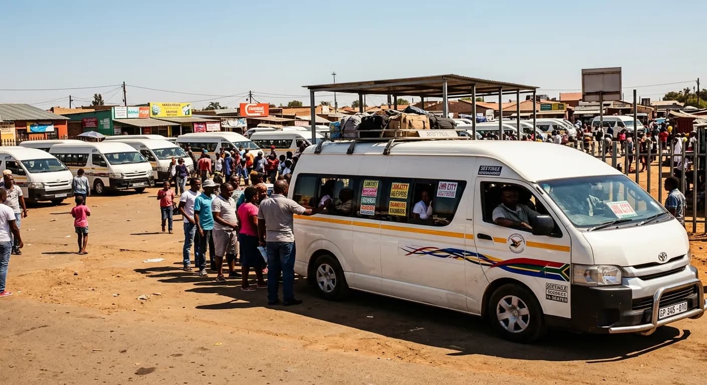 Toyota Quantum Ses'fikile minibus taxi at a South African township taxi rank